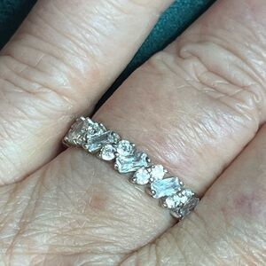 Silver Multi-Stone Clear CZ Eternity Ring - Sz 9